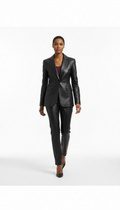 Tailored Leather Blazer in Noir Leather